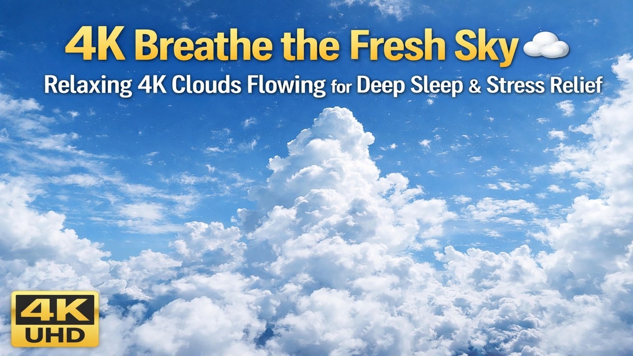 4K Breathe the Fresh Sky ☁️ Relaxing 4K Clouds Flowing for Deep Sleep & Stress Relief