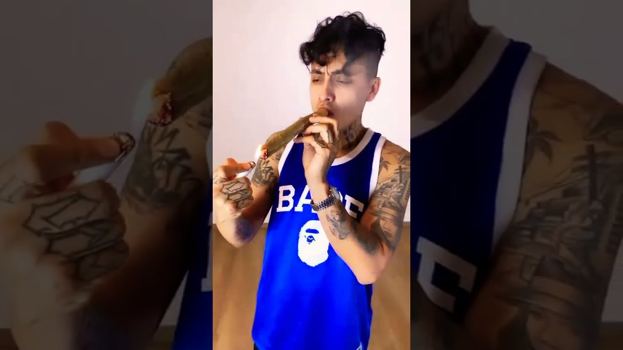 Alem&aacute;n fumando un porro de 20cm
