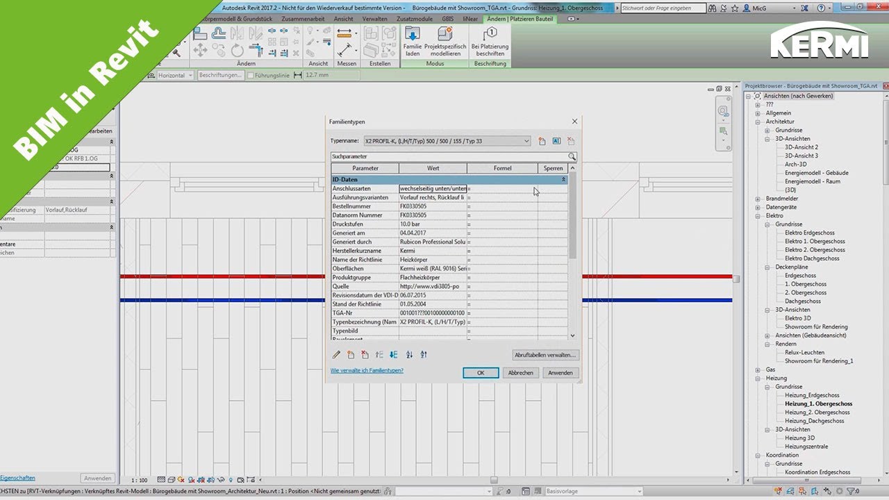 Kermi - integration of BIM data from VDI 3805
