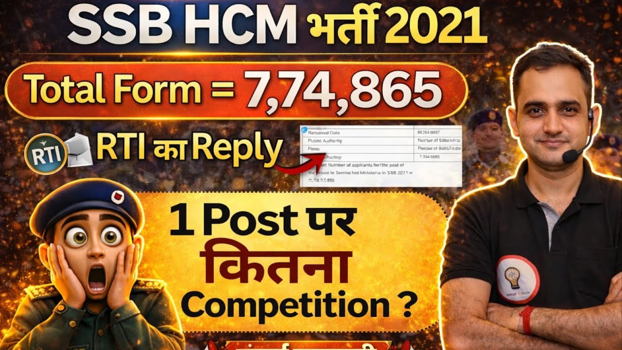 SSB HCM भर्ती 2021 | Written Exam Pattern | Total form || RTI Reply | Competition बहुत कम