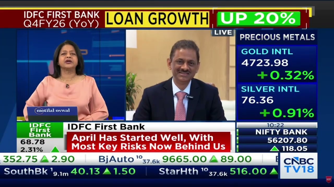 Mr V. Vaidyanathan discussed IDFC FIRST Bank's Q4FY26 results with CNBC TV18