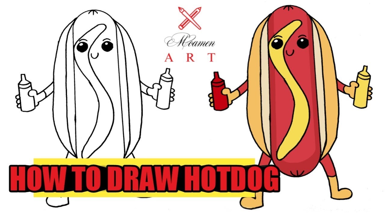 How to Draw HOTDOG MAN | Steb by Step Tutorial