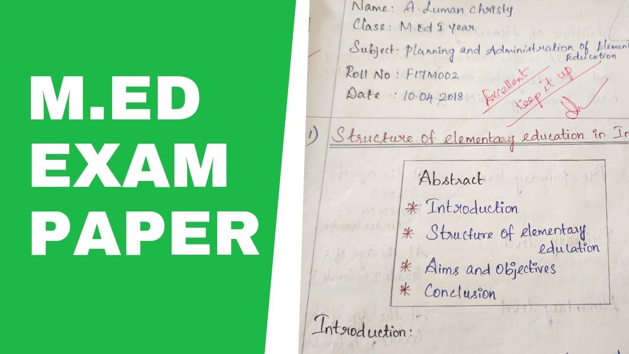 M.Ed Exam Paper | Presentation Ideas | #med #tnteu #medexampaper