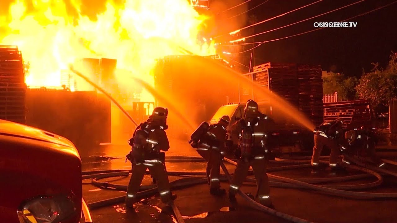 Massive Pallet Yard Fire Prompts Evacuations In Los Angeles