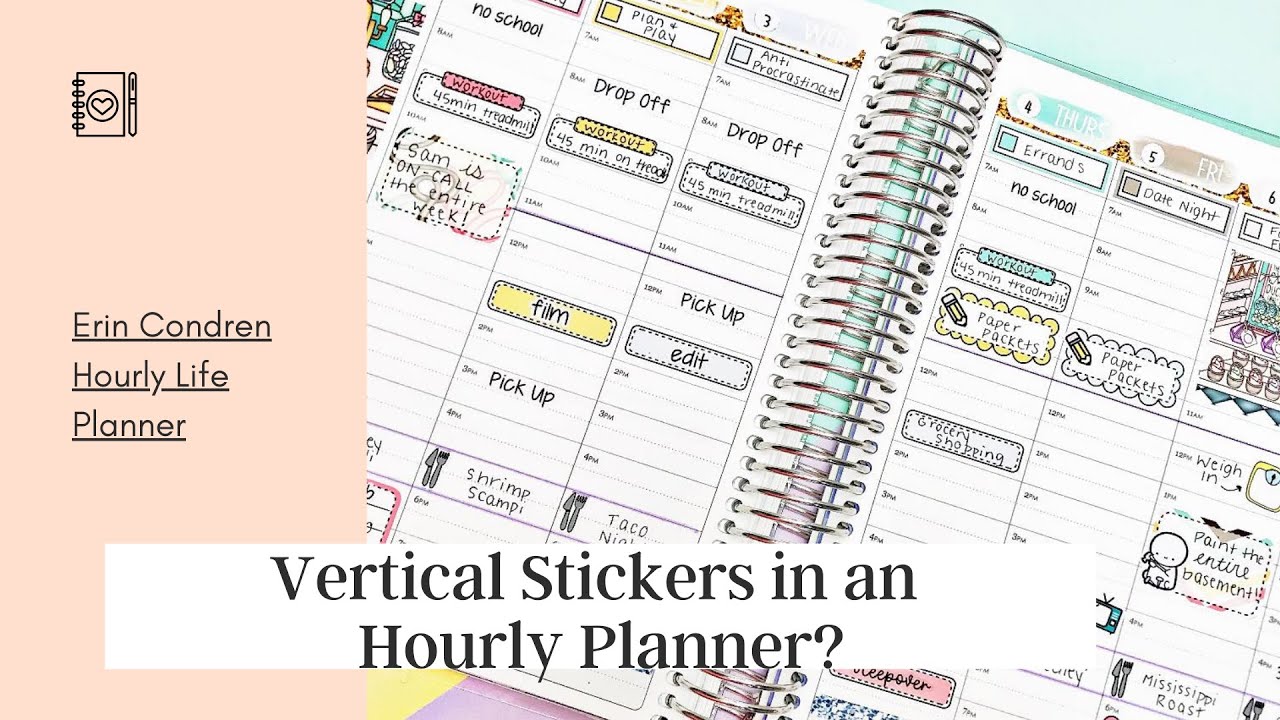 Vertical Stickers in an Erin Condren Hourly Planner? | Ft. Avalon & Ninth