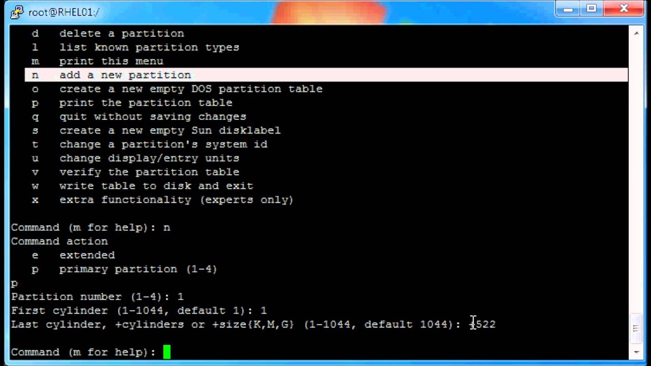 Linux - tworzenie partycji narzędziem fdisk