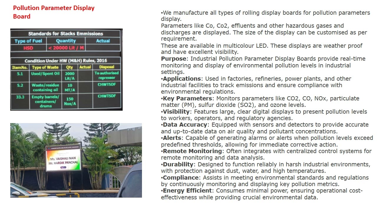 Pollution Parameter Display Board