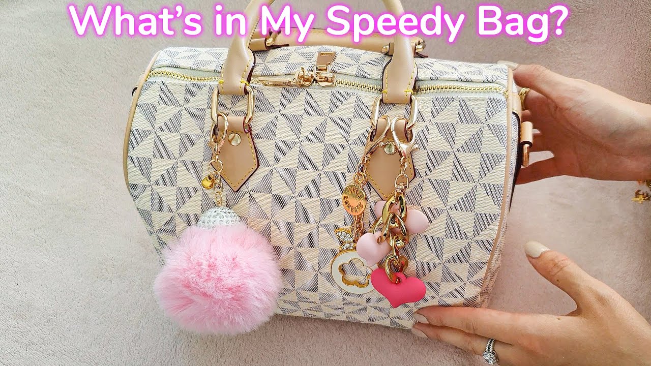 What's in My bag - LV Speedy inspired Damier Azur purse