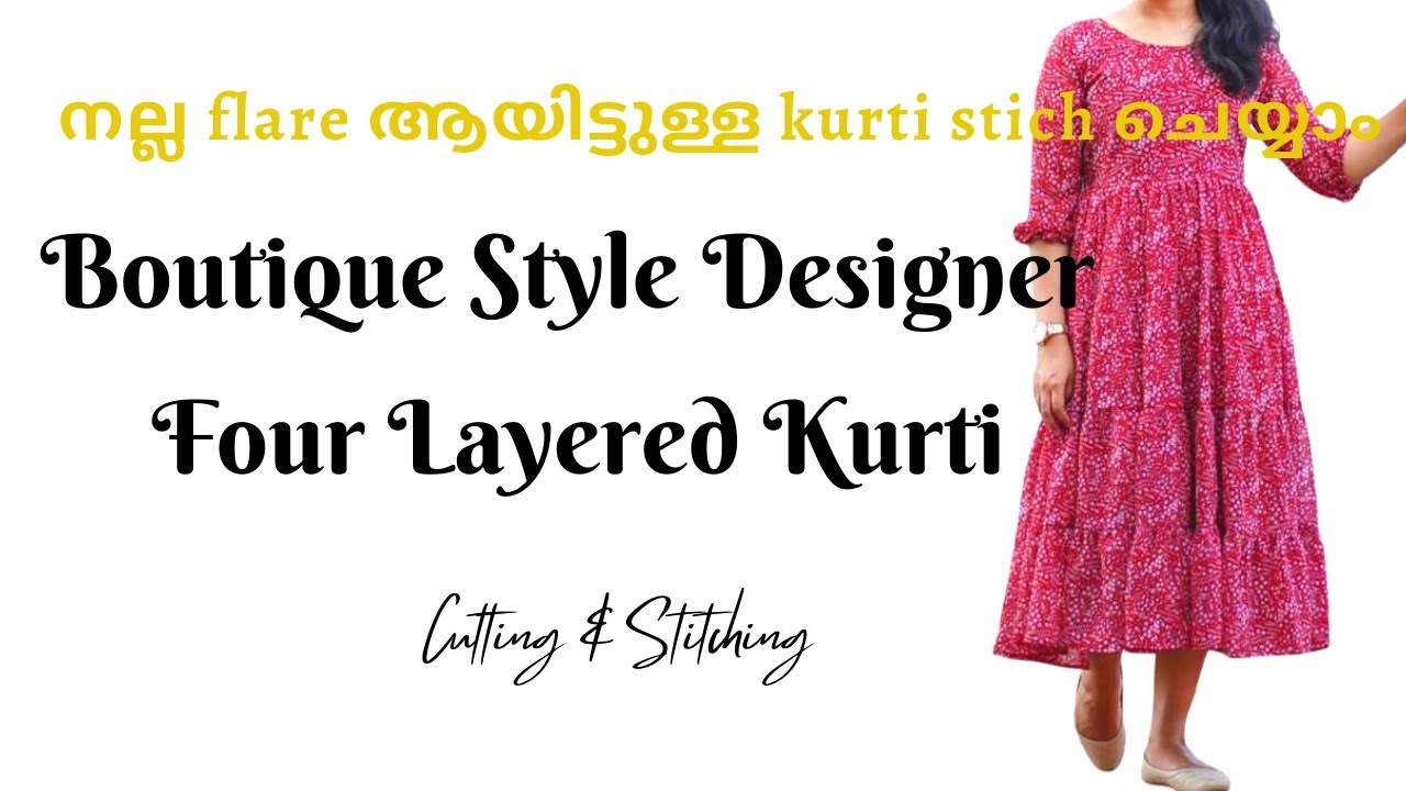 Four Layered Kurti /Designer Layer Frilled Kurti  in Malayalam #BindizCreations