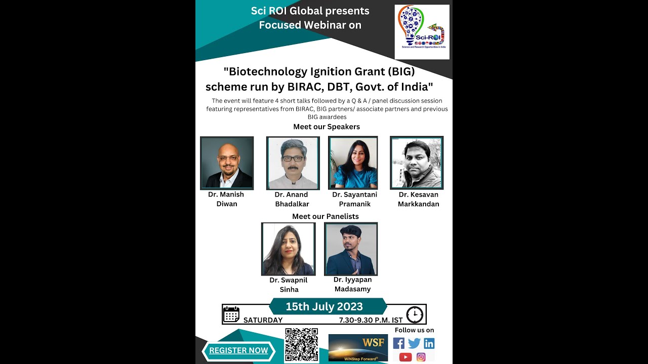 SciROI focused webinar teaser : The &lsquo;Biotechnology Ignition Grant&rsquo; (BIG) scheme