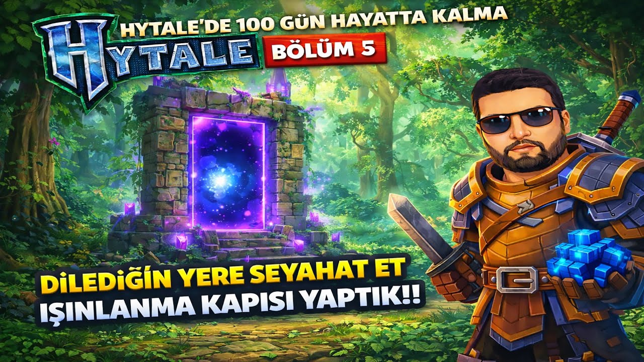 HYTALE’DE 100 GÜN HAYATTA KALMA | BÖLÜM 5 – DİLEDİĞİN YERE SEYEHAT ET ,IŞINLANMA KAPISI YAPTIK!!