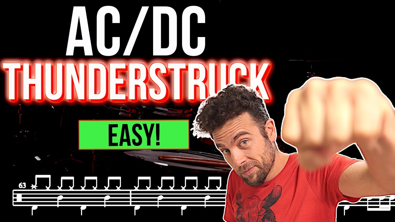 AC/DC - Thunderstruck - Drum cover (with scrolling drum score)