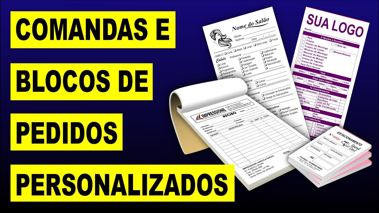 COMANDAS E BLOCOS DE PEDIDOS PERSONALIZADOS