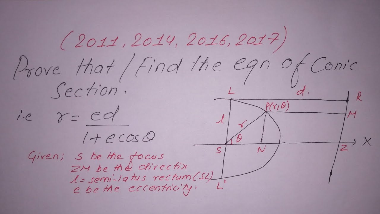 Find the equation of Conic Section in Polar Form | Engineering Math |2nd Sem | PU | Prashant YT |