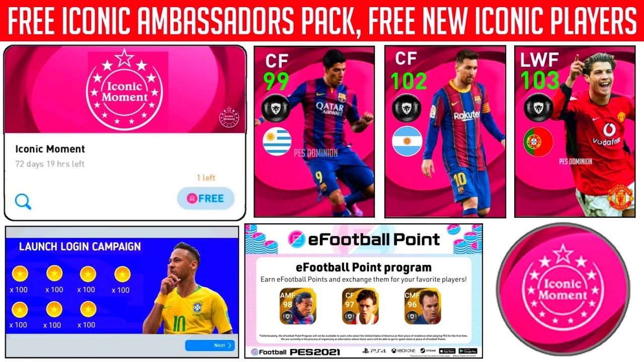 Free Iconic Ambassadors Pack, 1000 coins Login Campaign | Pes 2021 |
