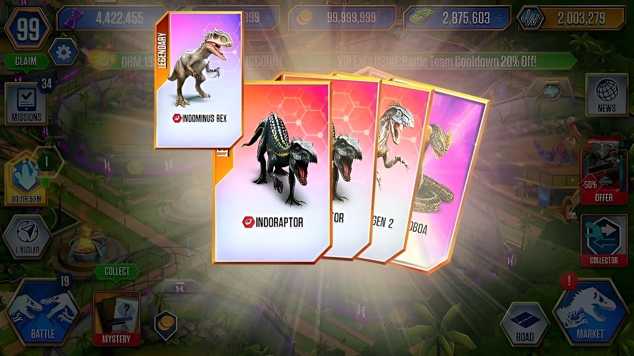 25 GOOD PACK_X3 FALLEN KINGGDOM PACK_UNLOCKED QUETZALCOATLUS | JURASSIC WORLD THE GAME