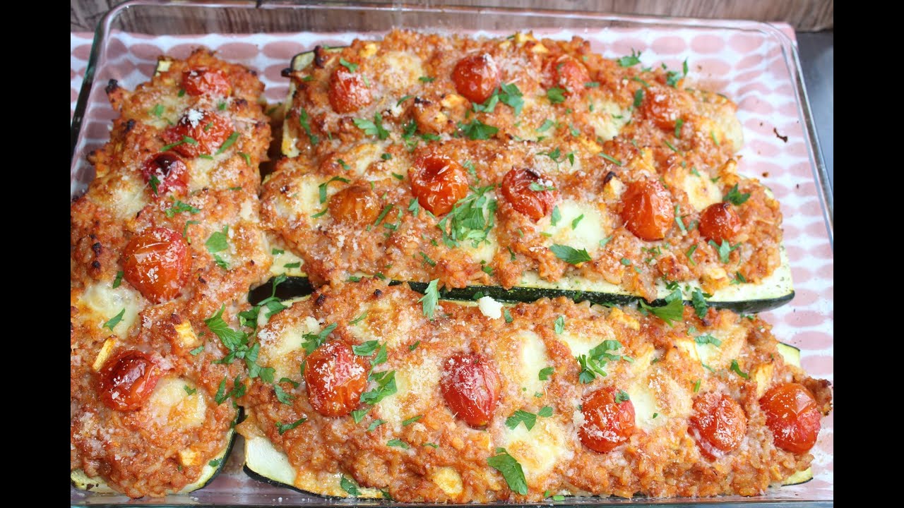 CUKINIA FASZEROWANA MIĘSEM I RYŻEM  #obiad #diner #cukinia #zucchini
