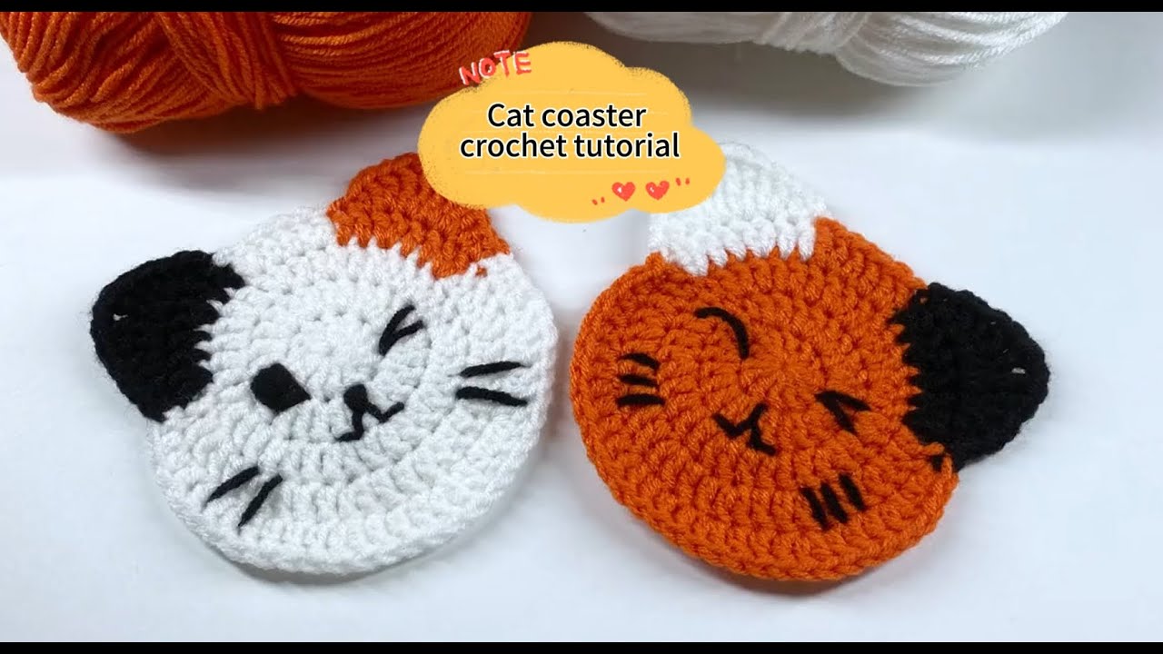 Cute Coffee cat crochet coaster pattern.East to crochet~