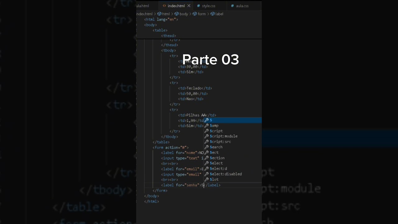 criando formul&aacute;rios parte 3 #tutorial #programacaoweb #passoapasso #html #AprenderHTML