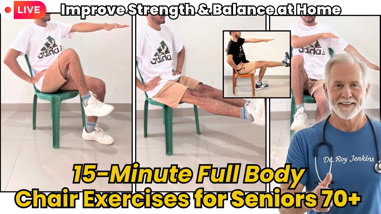 15-Minute Full Body Chair Exercises for Seniors ✅ Strengthening Legs, Muscles and All Body at Home