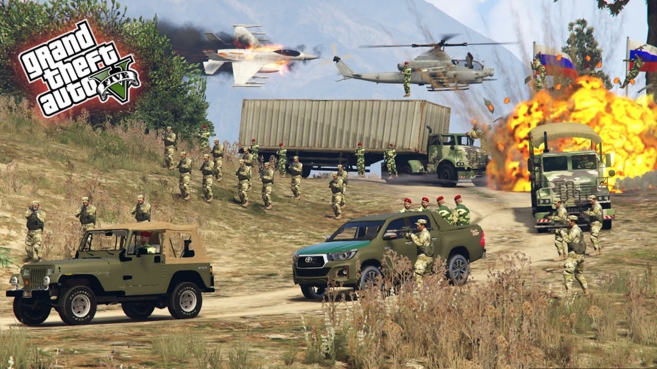 USA Fighter Jets & Irani Helicopters Attack on Israeli Military Convoy & Airport of Tel-Aviv - GTA 5