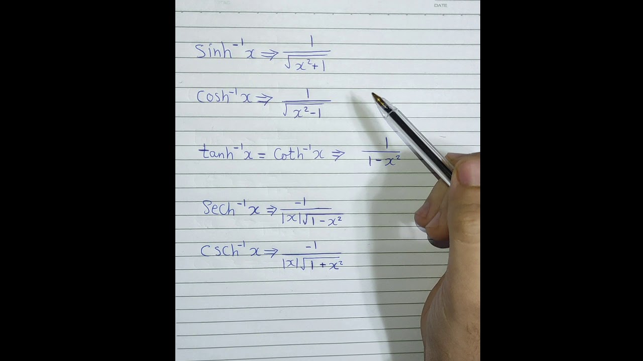 طريقة شقية لحفظ اشتقاق ال inverse و الinverse hyperbolic functions