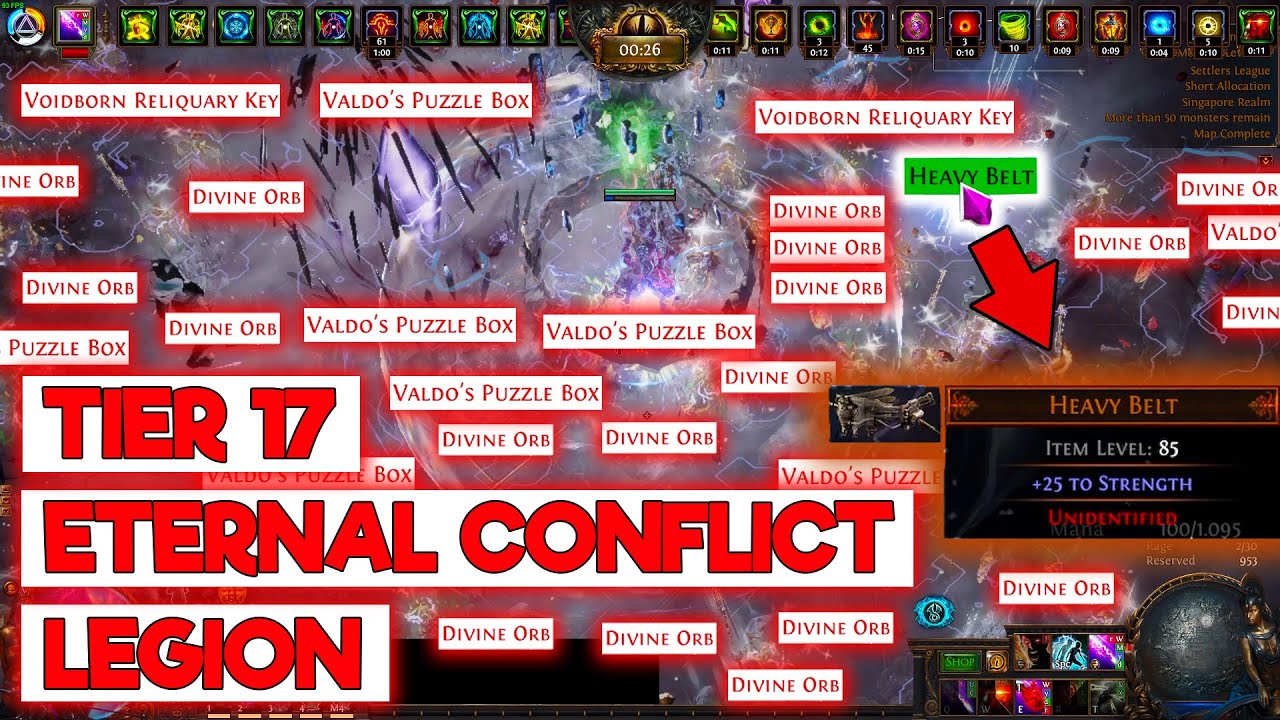 TIER 17 JUICED ETERNAL CONFLICT LEGION FARMING - POE 3.25 SETTLERS OF KALGUUR