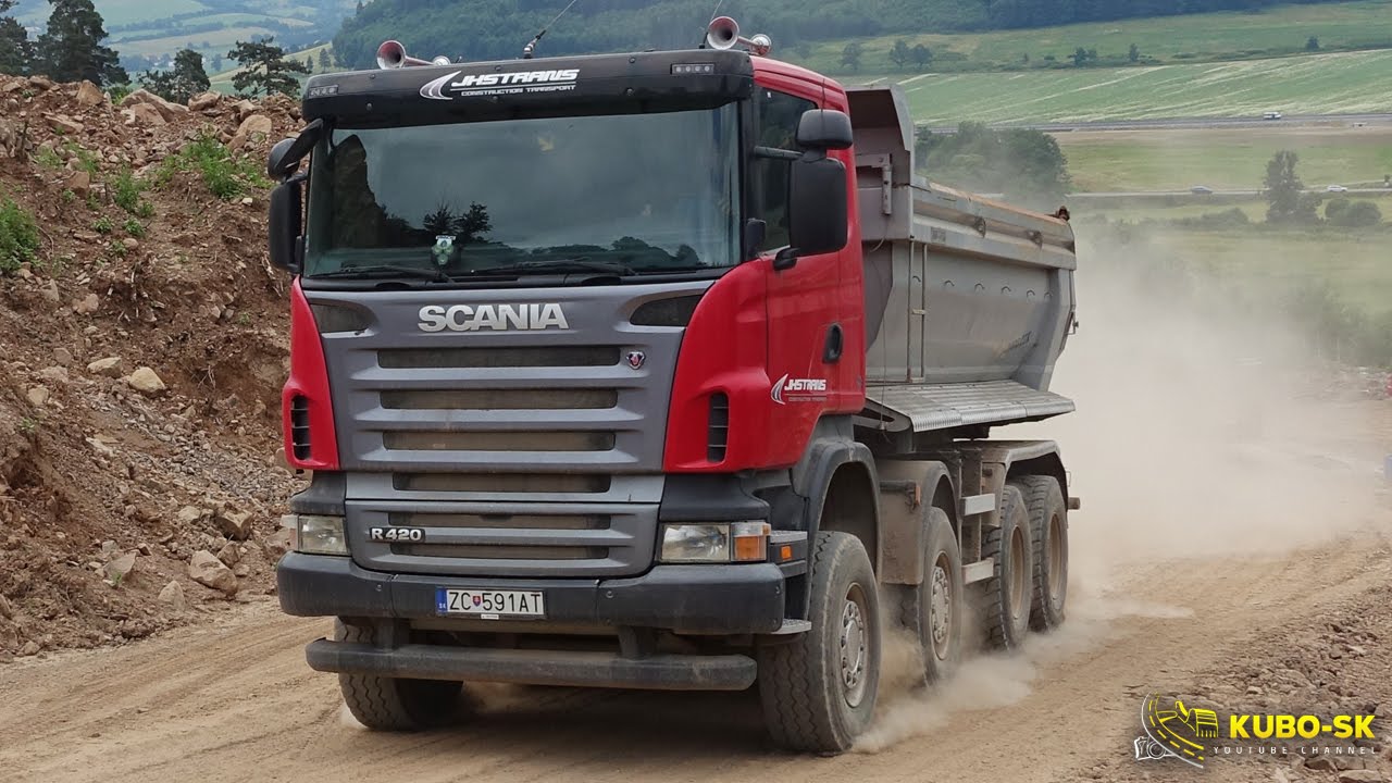 Scania R420 Dump truck - driving at the quarry