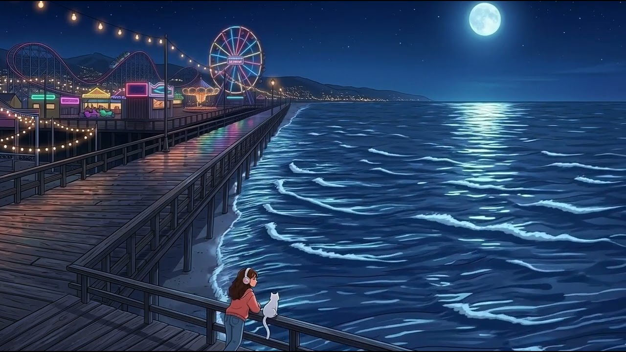 Peaceful Night by the Ocean 🌙 Moonlight & Relaxing Waves Ambience