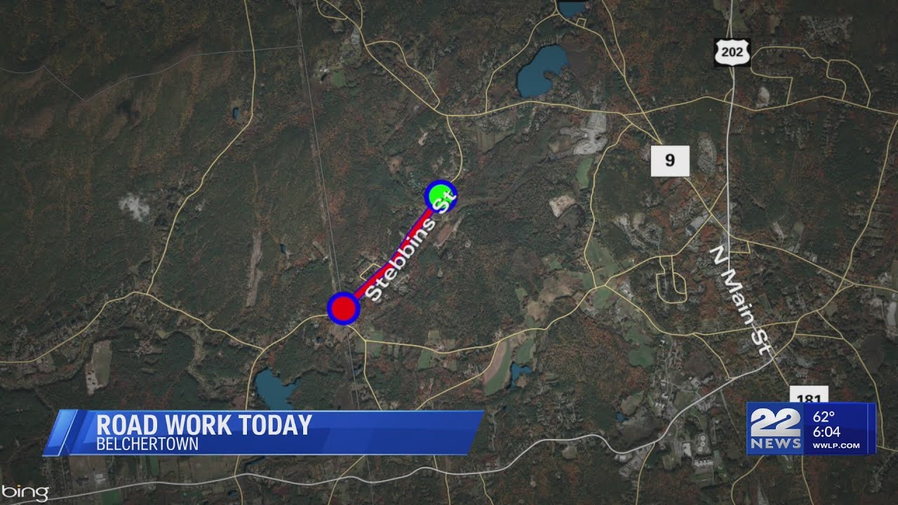 Road closures in Belchertown during paving operations