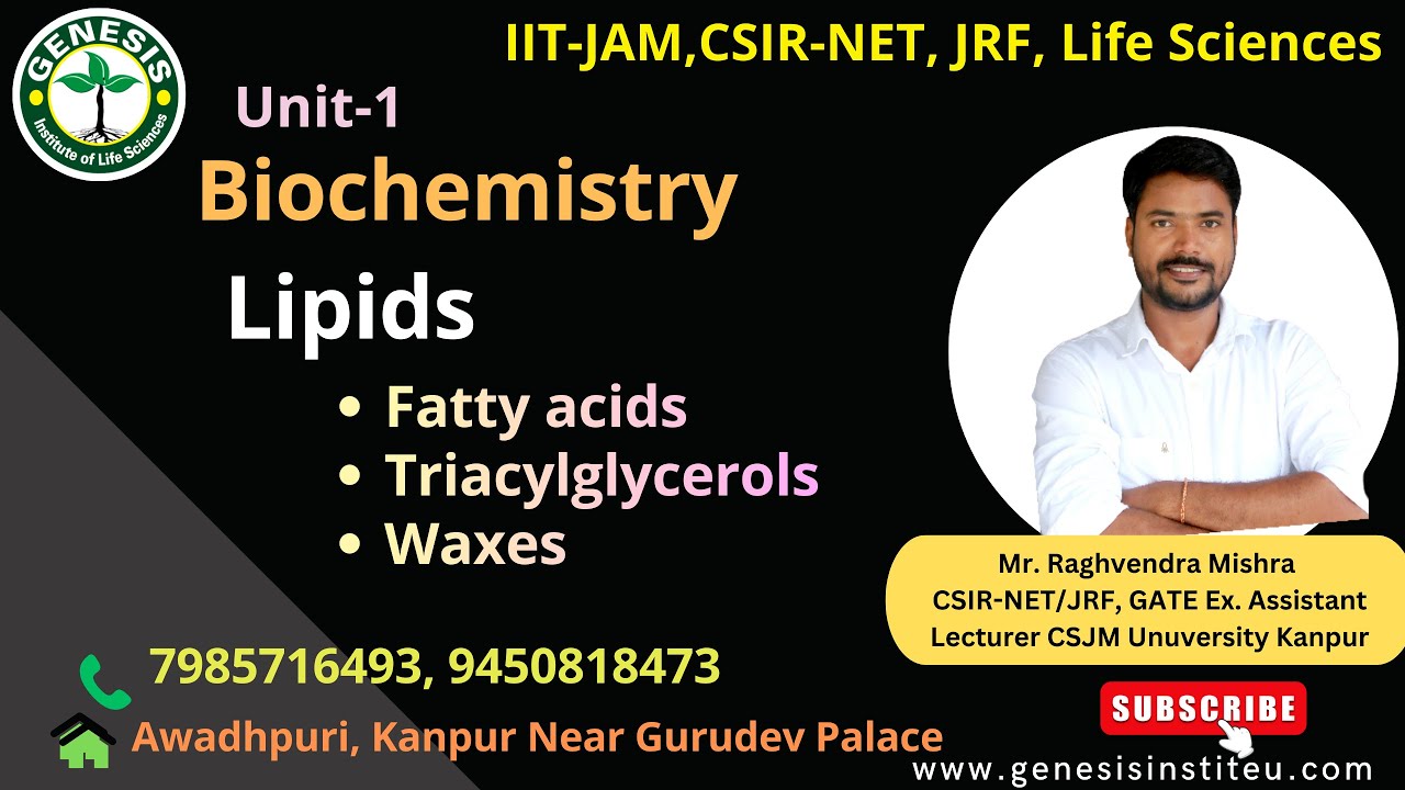 Lipids | Fatty acids, Triacylglycerols, Waxes #genesis_institute #csir #csirnet #lifescience