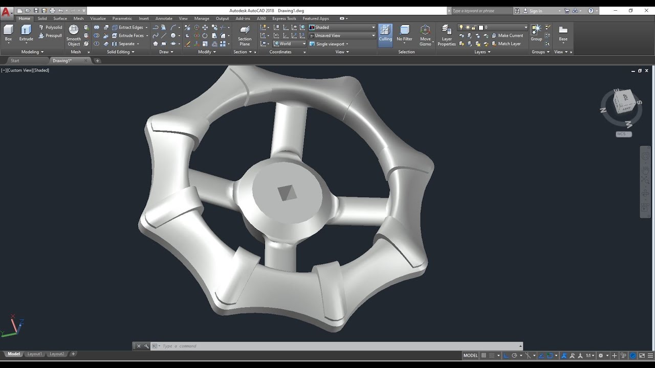Autocad 3D how to drawing valve handle, valve handle