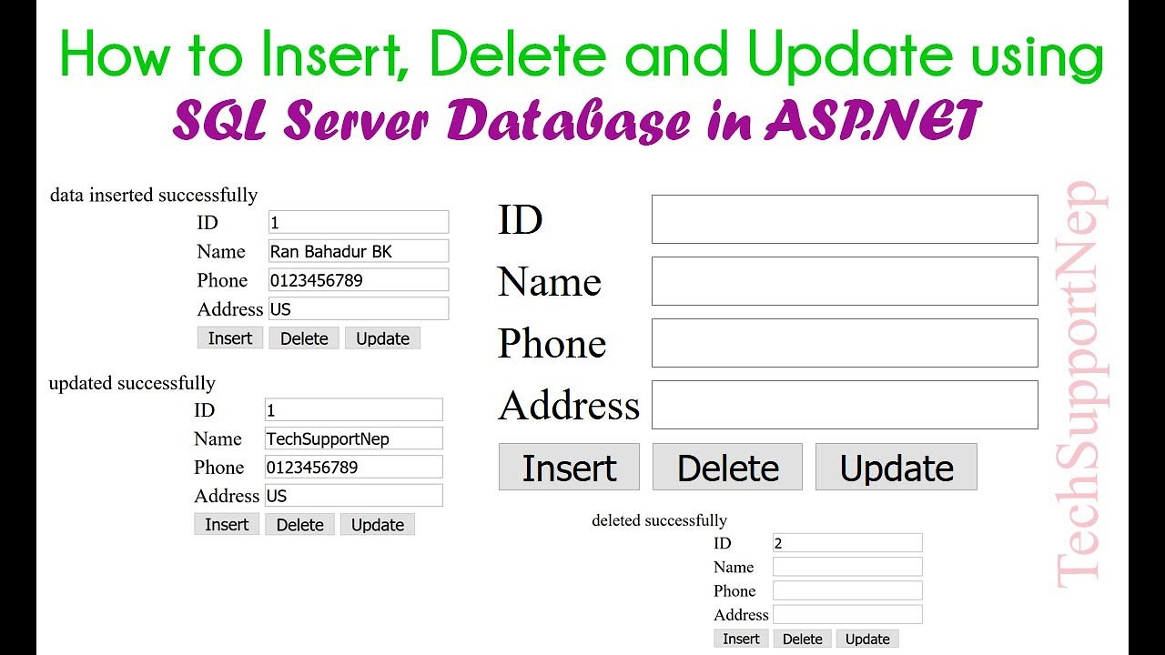 ASP.NET и SQL Server — как вставлять, удалять и обновлять (операция CRUD)?