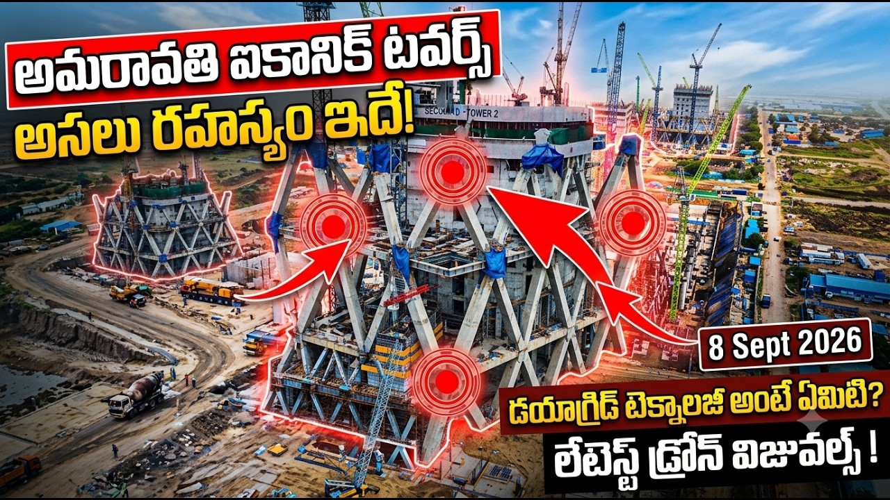 అమరావతి ఐకానిక్ టవర్స్ అసలు రహస్యం ఇదే! డయాగ్రిడ్ టెక్నాలజీ అంటే ఏమిటి? || లేటెస్ట్ డ్రోన్ విజువల్స్