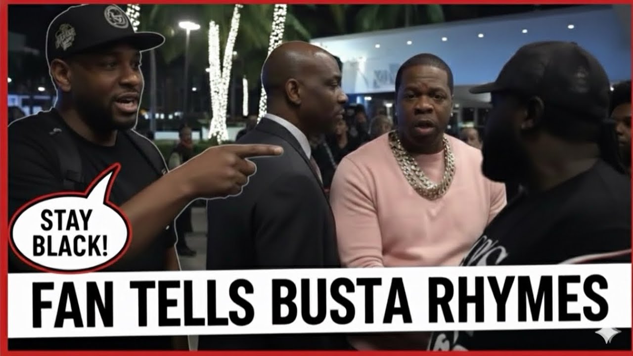 ￼Busta Rhymes meltdown because the fan tells him to stay black.