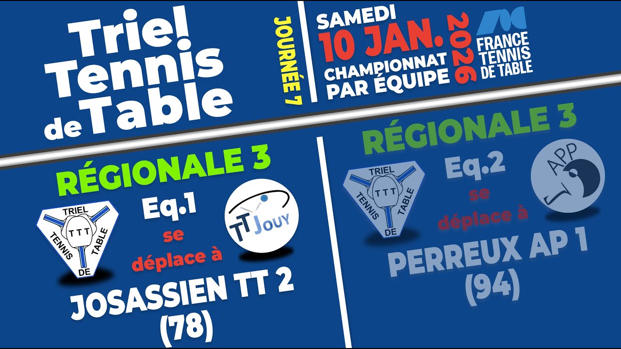 Régionale 3 • Triel TT 1 vs Josassien TT 2 (78) • Sam. 11 Jan. 2026