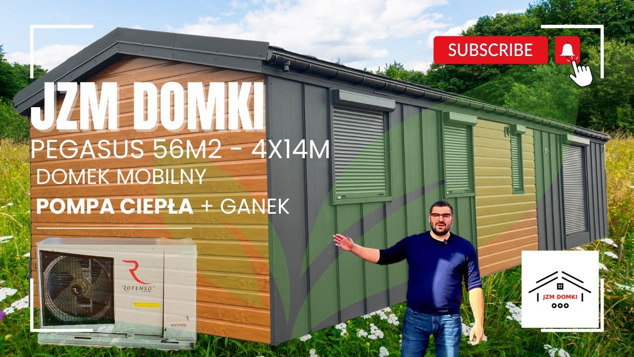nr. 8 Całoroczny Domek Mobilny 4x14 z Pompą Ciepła i Gankiem | JZM Domki