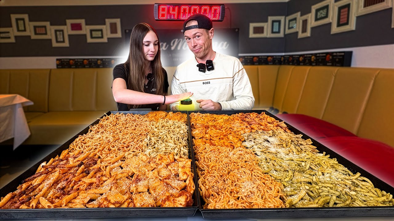 Sie versucht hier alles! Schaffe ich die GROSSE PASTA CHALLENGE von Alla Mamma? 