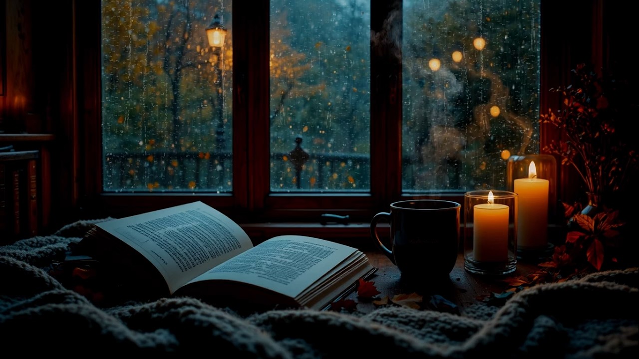 Quiet Autumn Rain Evening 🌧️ | Cozy Reading Corner for Study, Focus & Calm Mind
