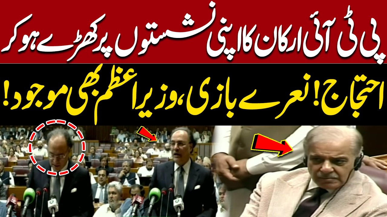 PTI Lawmakers Protest in Assembly as PM Shahbaz Sharif Looks On | PTI Protest | Pakistan News