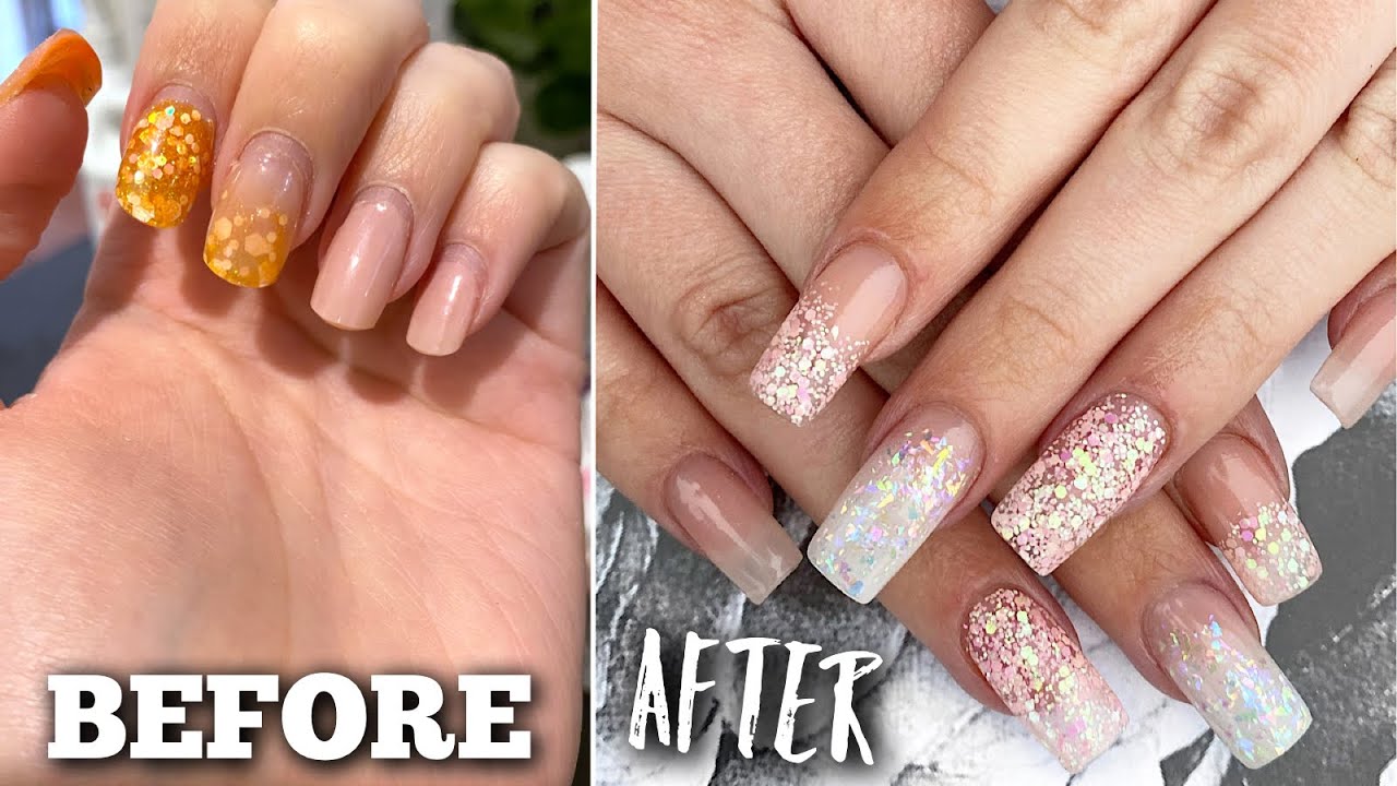 Watch Me Do My Nails 💖 Encapsulated Pink Glitter Acrylic Nails