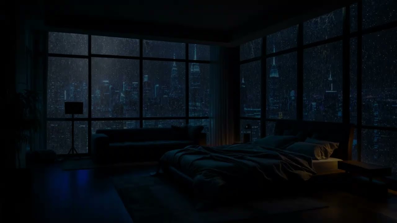 Rain Above the Sleeping City | High-Rise Bedroom Ambience | Fall Asleep Fast & Quiet the Mind