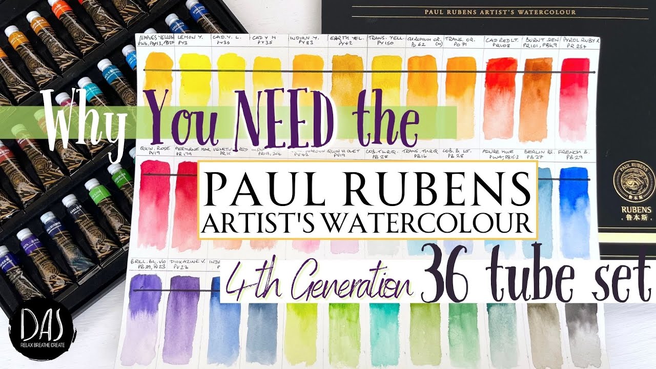 Paul Rubens 4th Generation Artists Quality Watercolors - Review, Swatching and Test Drive