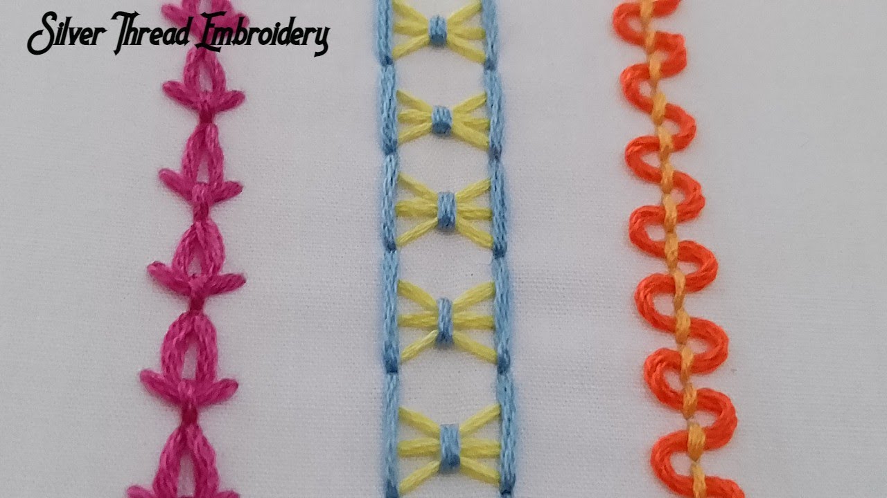 Basic hand embroidery stitches | Tulip stitch | Lace stitch | Threaded back stitch 😊👍