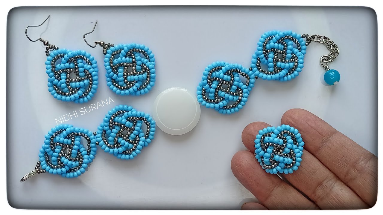 Celtic Knot Jewellery with Seed beads/Bracelet/Earrings/Ring/Beaded Jewelry making Tutorial Diy