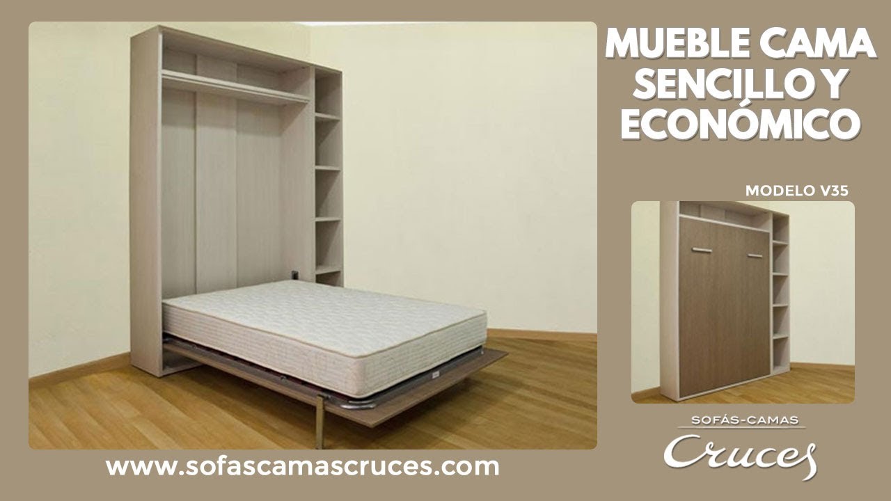 Mueble cama abatible en vertical sencillo y econ&oacute;mico. &iexcl;Gran ahorro de espacio!