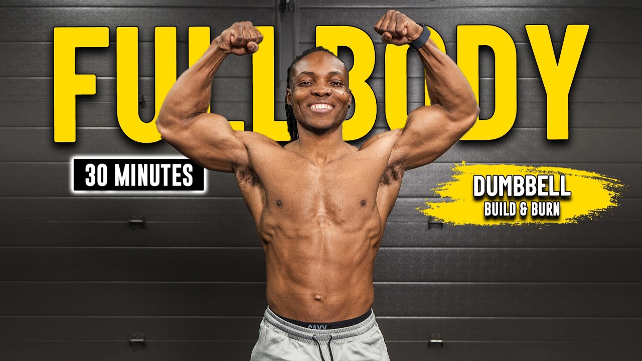 30 Mins Dumbbell FULL BODY & ABS [no bench] | Build & Burn 30