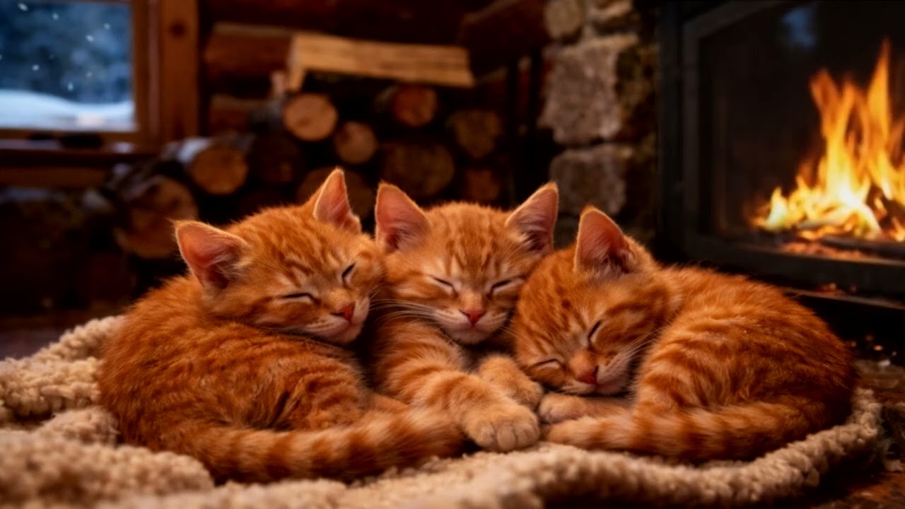 A Baby Cats Sleep Instantly Tonight 🌧️ No Ads, Snowing & Thunder Sounds for Relaxation