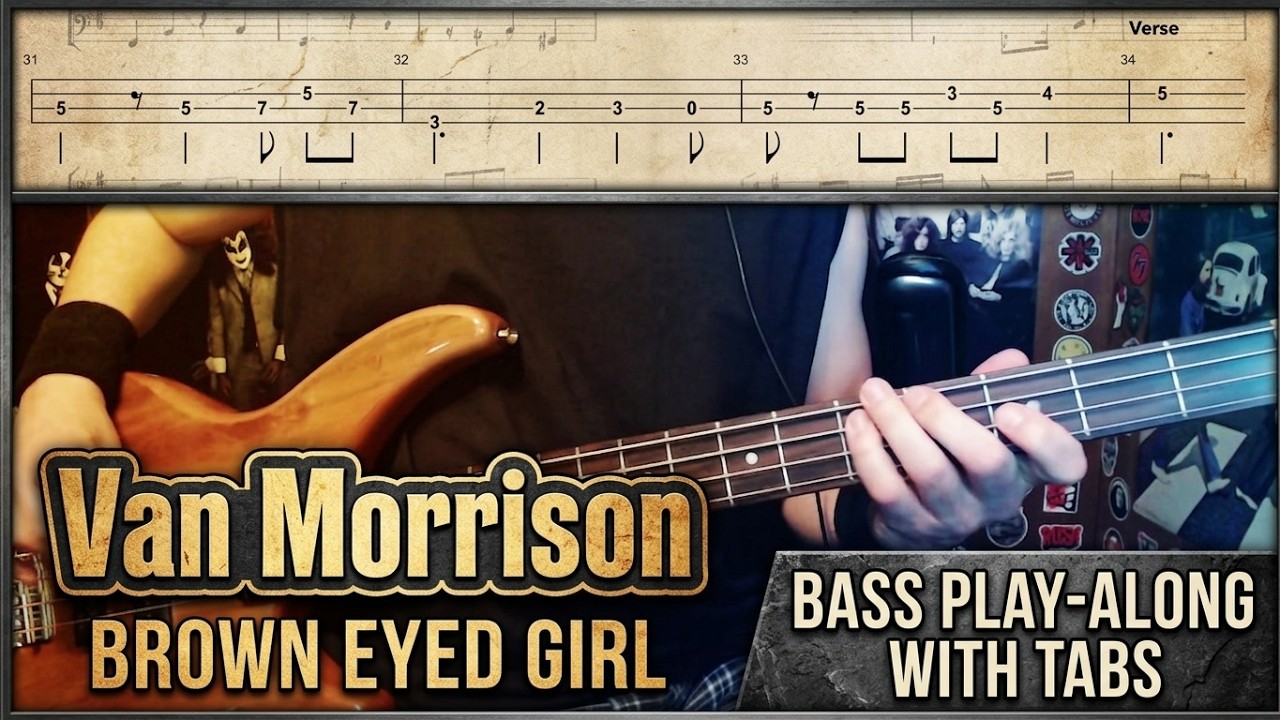 Brown Eyed Girl by Van Morrison - Bass Cover with Tabs Play-Along
