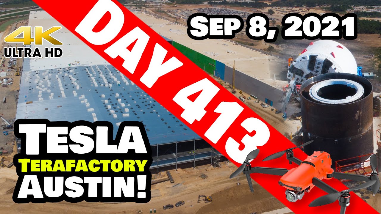 Tesla Gigafactory Austin 4K  Day 413 - 9/8/21 -Tesla Terafactory TX - GIGA TEXAS & BORING CO UPDATE!